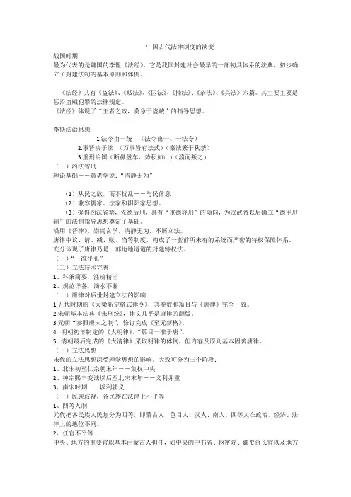 中国古代法律制度的演变