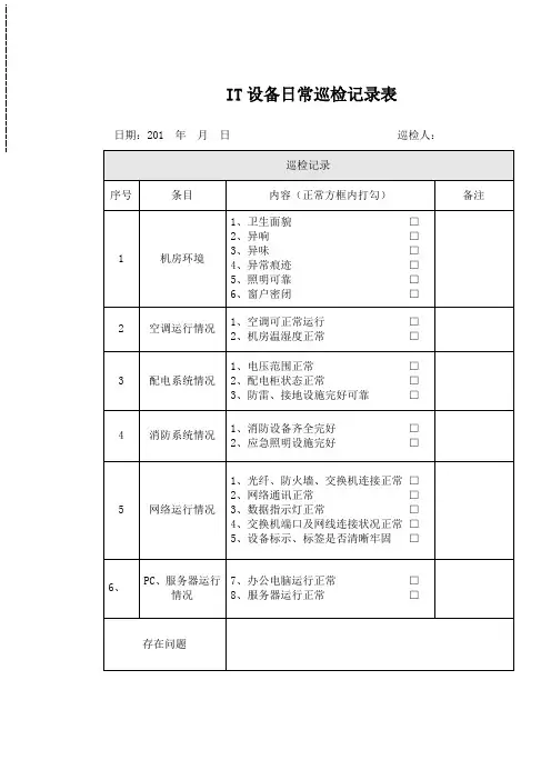 IT设备日常巡检记录表