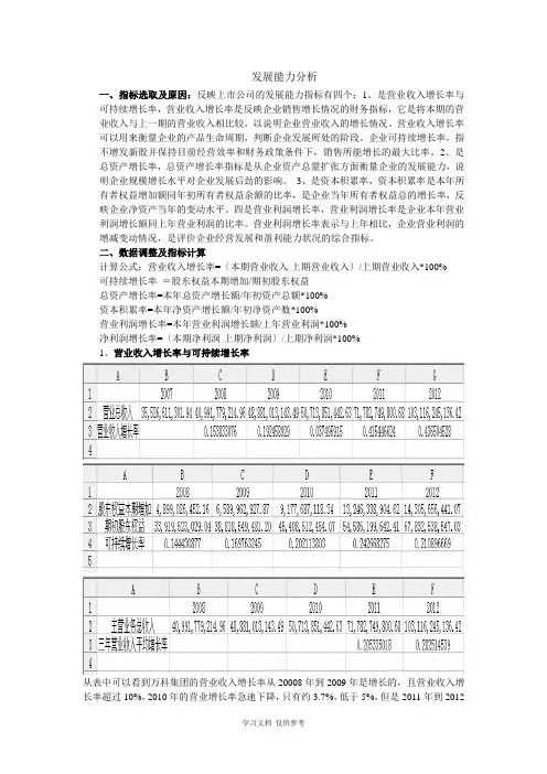 发展能力分析