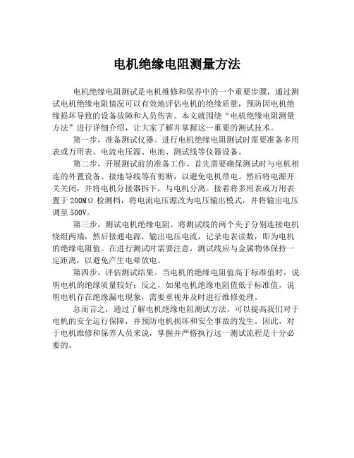 电机绝缘电阻测量方法