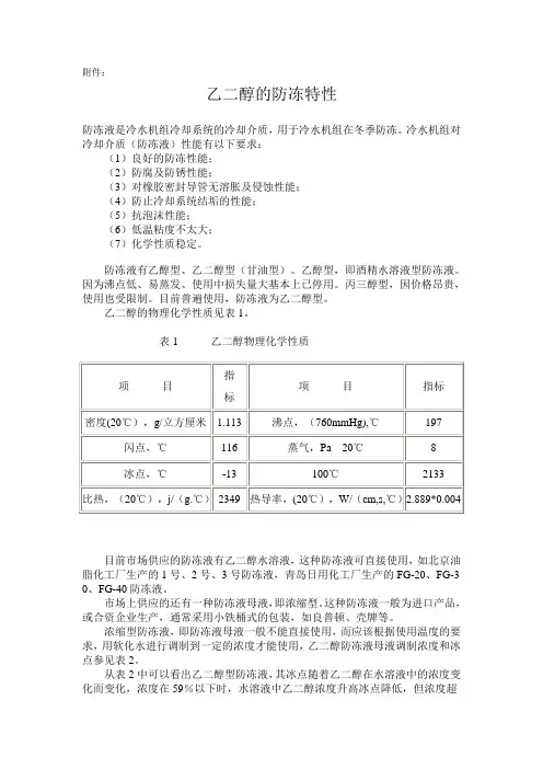 乙二醇的防冻特性
