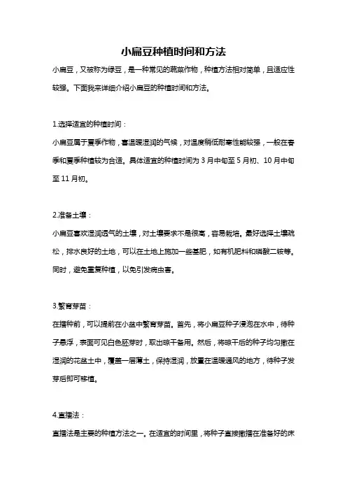 小扁豆种植时间和方法