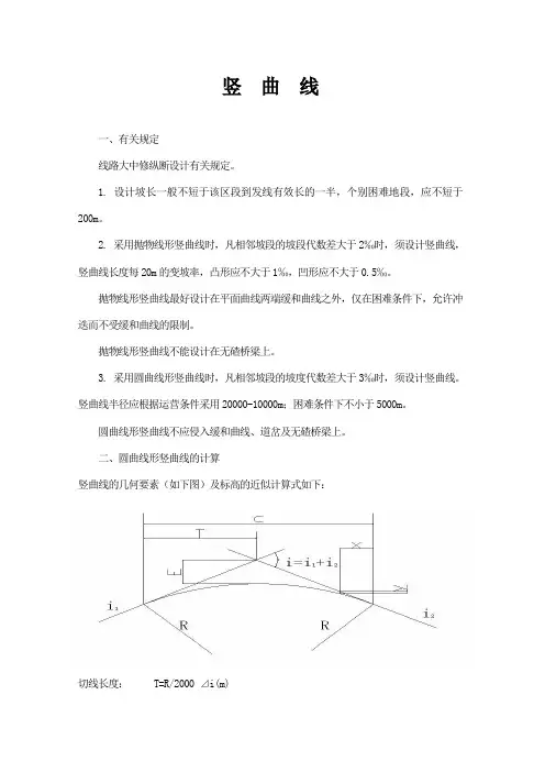 竖曲线计算方法