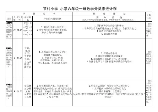 六年级数学分类推进计划表