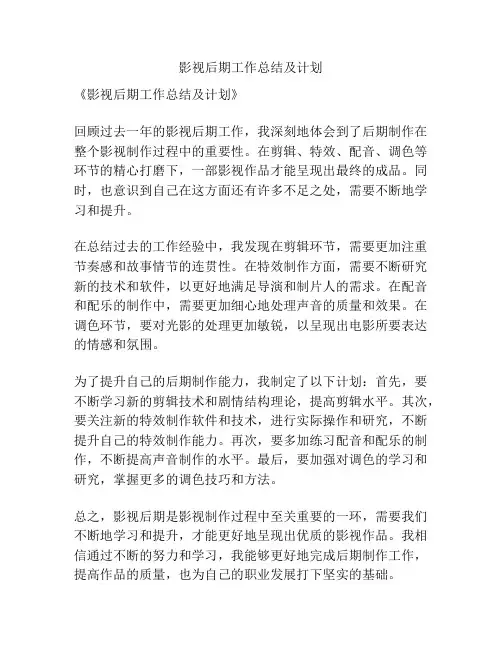 影视后期工作总结及计划