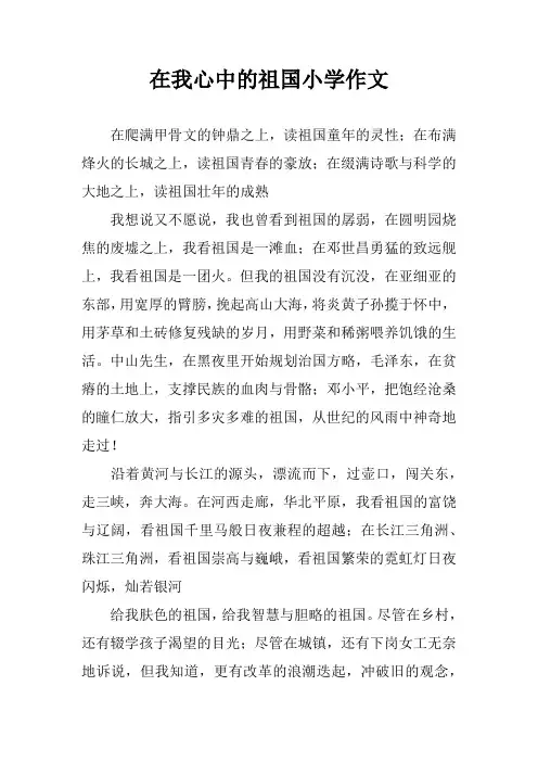 在我心中的祖国小学作文