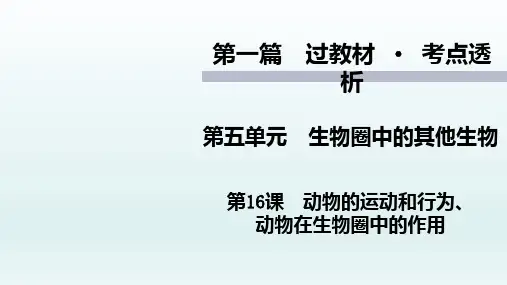 初中生物中考复习 第16课 动物的运动和行为、 动物在生物圈中的作用 2021届中考复习生物课件
