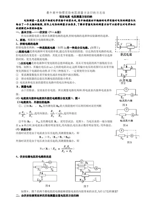 最牛高中物理实验电阻测量方法归纳与总结