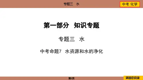 2024年中考化学总复习专题三水中考命题7水资源和水的净化