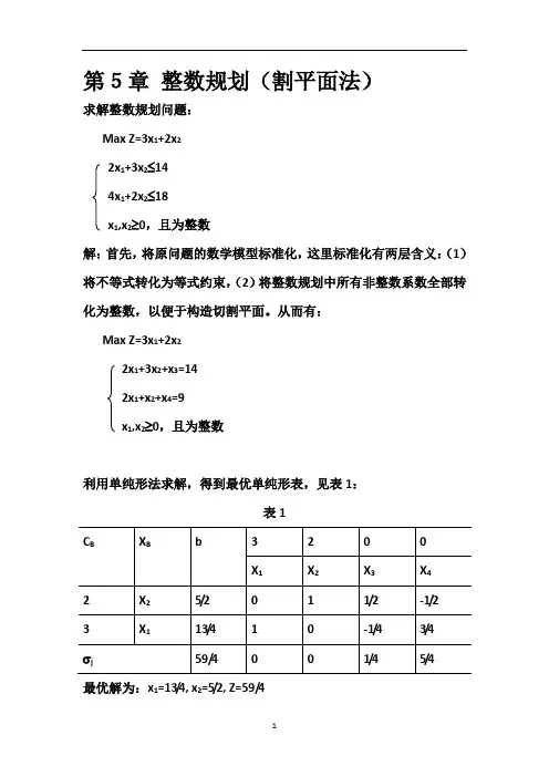 《运筹学》第5章 整数规划(割平面法)
