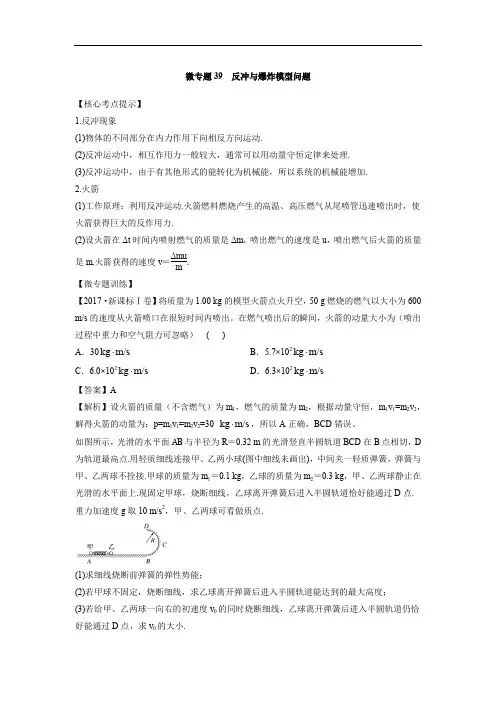 高中物理专题复习---反冲与爆炸模型问题