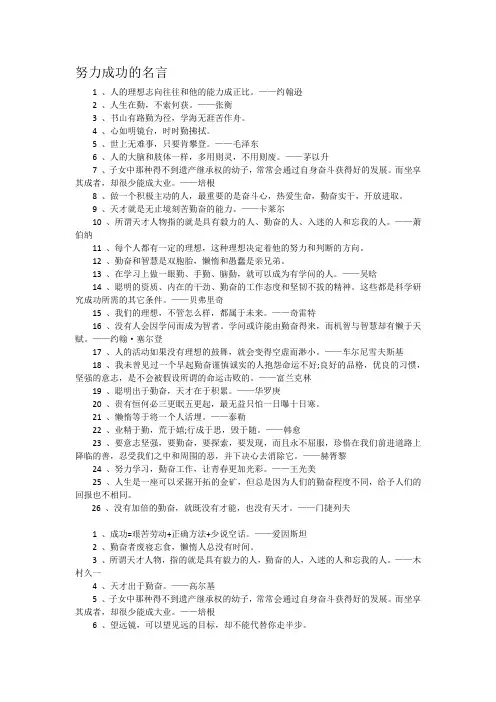 努力成功的名言