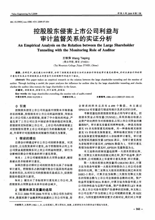 控股股东侵害上市公司利益与审计监督关系的实证分析