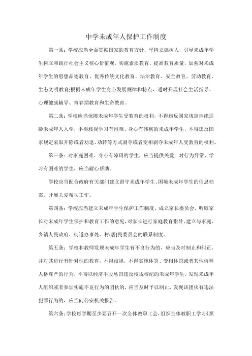 中学未成年人保护工作制度