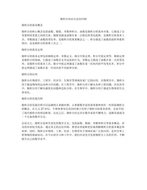 微积分知识点总结归纳