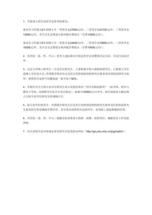 北京大学研究生奖学金制度