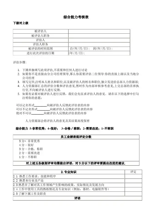 综合能力考核表模板