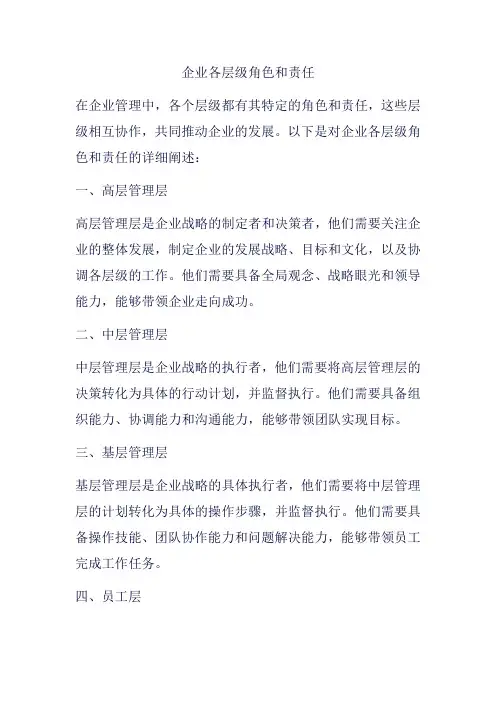 企业各层级角色和责任
