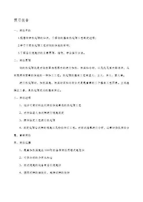 钢的热处理实验报告