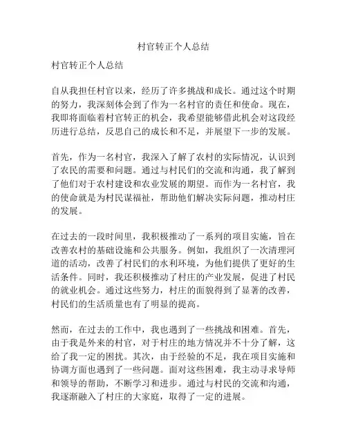 村官转正个人总结