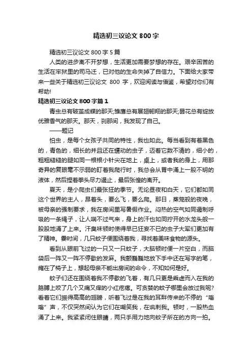 精选初三议论文800字