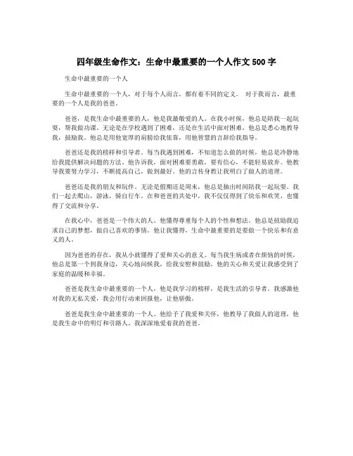 四年级生命作文：生命中最重要的一个人作文500字
