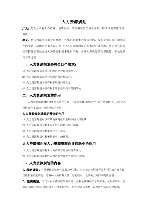 1、人力资源规划