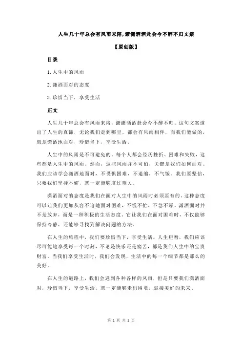 人生几十年总会有风雨来陪,潇潇洒洒赴会今不醉不归文案