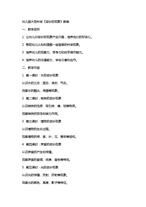 幼儿园大班科学《奇妙的现象》教案