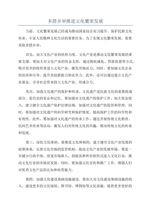 多措并举推进文化繁荣发展