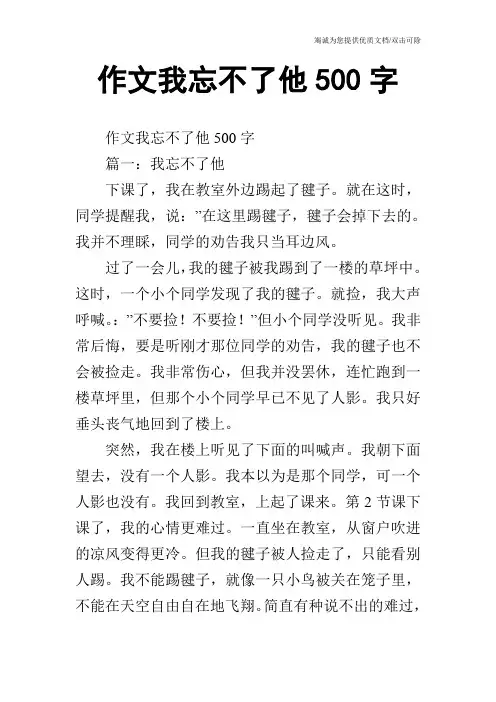 作文我忘不了他500字