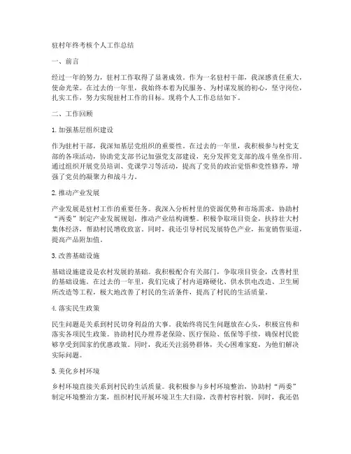 驻村年终考核个人工作总结