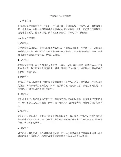 药房药品日期管理制度