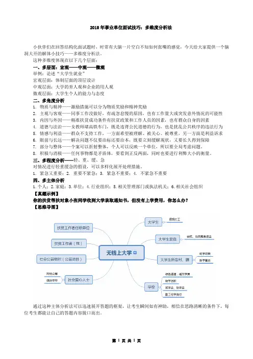2018年事业单位面试技巧：多维度分析法