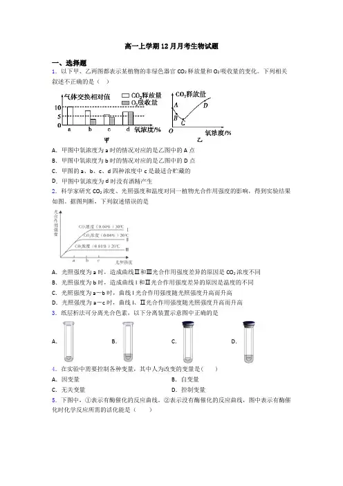高一上学期12月月考生物试题