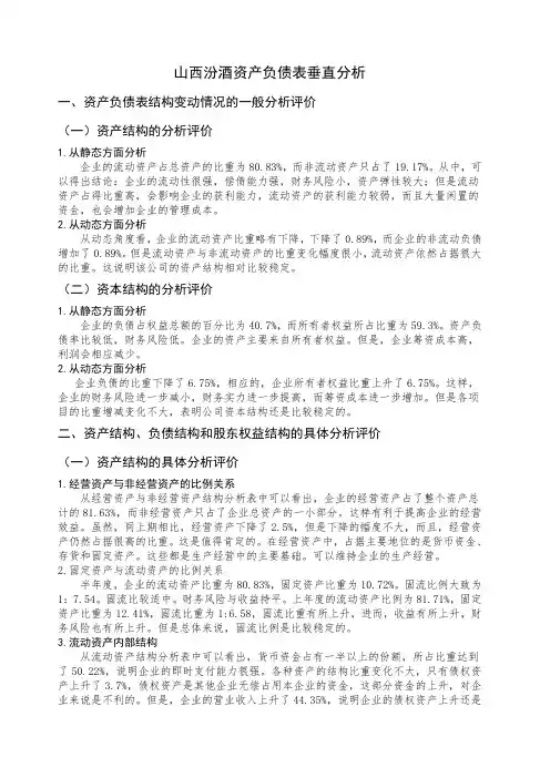 资产负债表垂直分析