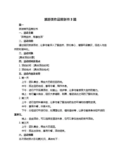 旅游类作品策划书3篇