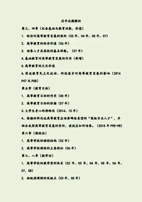 江苏省高校教师资格证-高等教育历年试题汇总分析