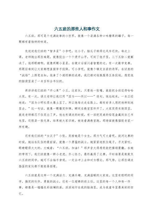 六五班的那些人和事作文