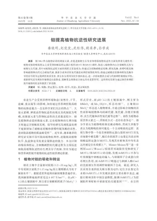 钼提高植物抗逆性研究进展