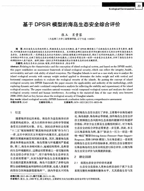 基于DPSIR模型的海岛生态安全综合评价