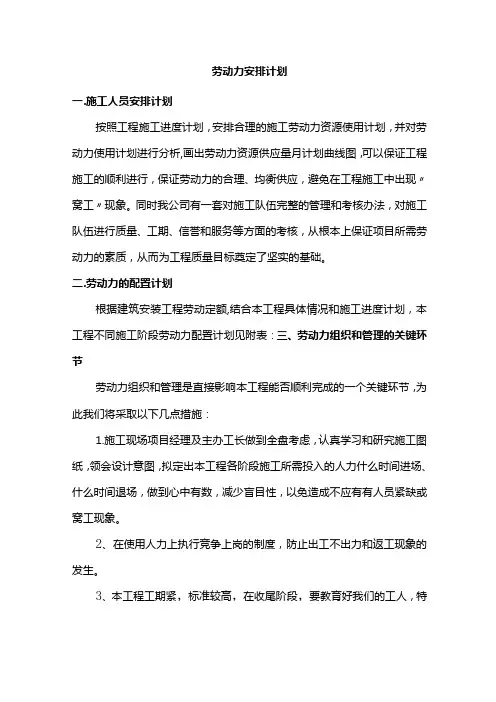 劳动力安排计划