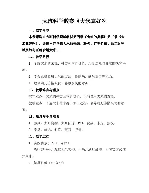 大班科学教案《大米真好吃