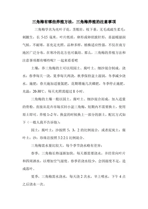 三角梅有哪些养殖方法,三角梅养殖的注意事项.doc