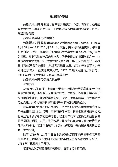 歌德简介资料