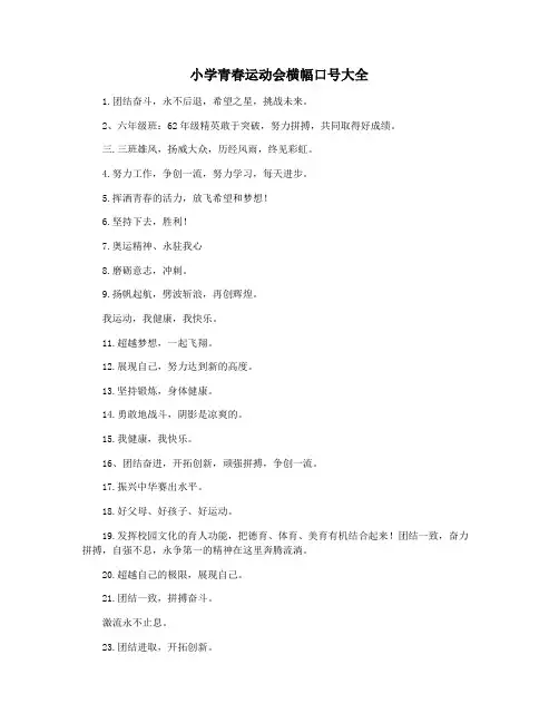 小学青春运动会横幅口号大全