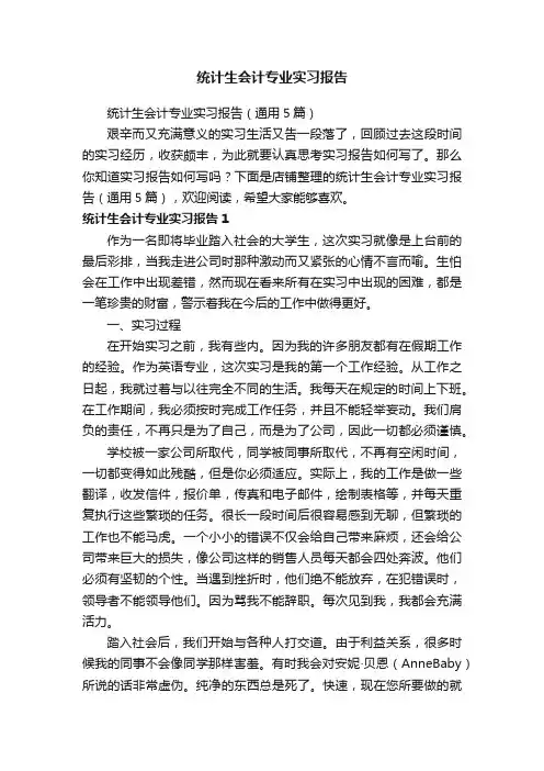 统计生会计专业实习报告