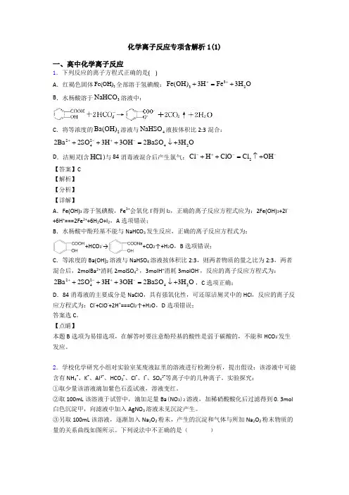 化学离子反应专项含解析1(1)