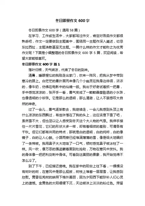 冬日即景作文600字（通用58篇）