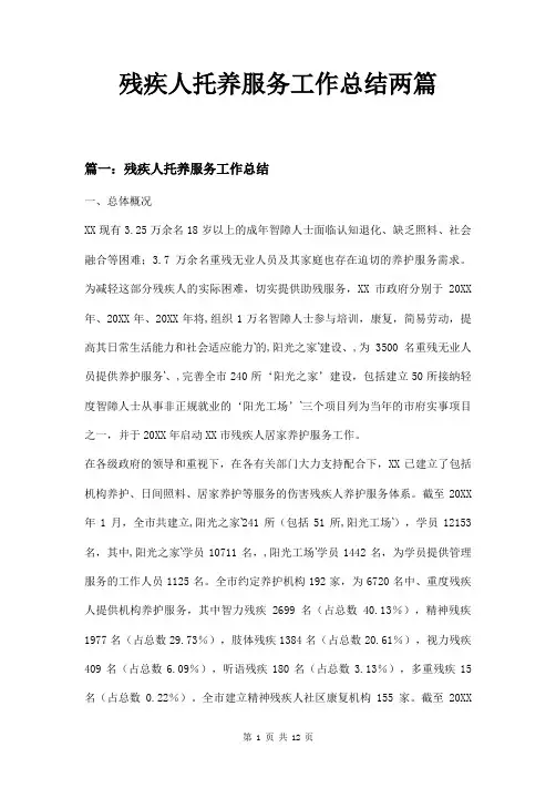 残疾人托养服务工作总结两篇